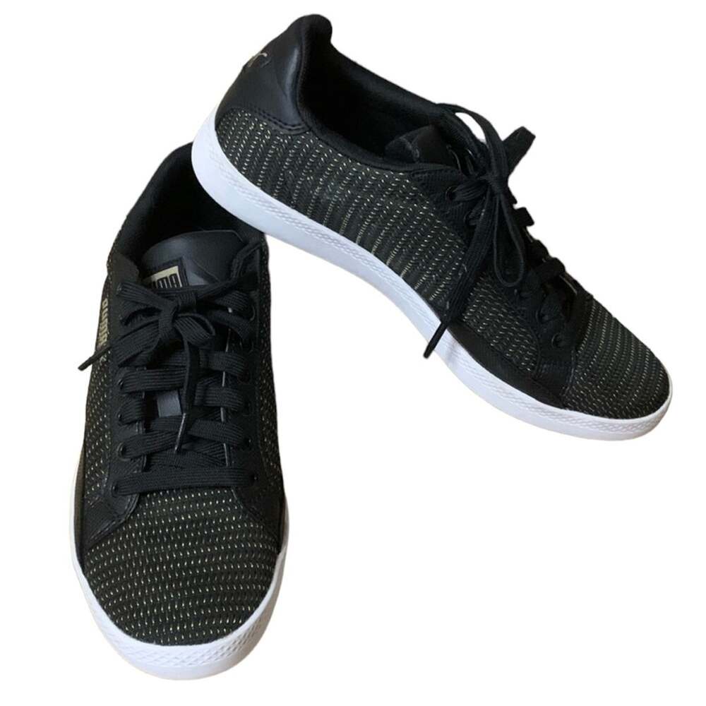 Puma Match Lo Metallic Mesh Shoes Black Gold Size 10